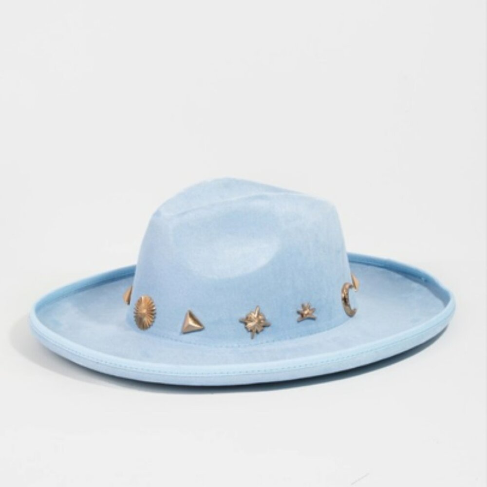 Mixed Metallic Charms Fedora Hat